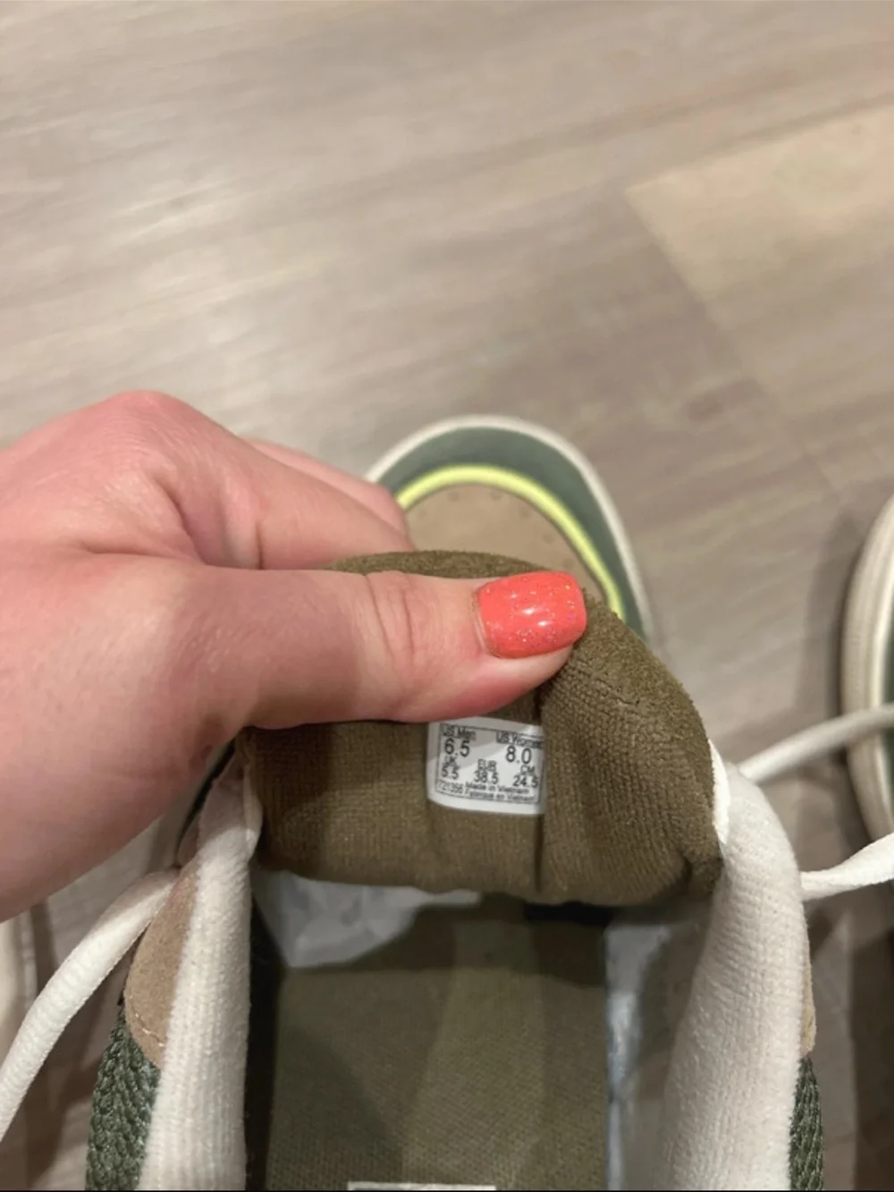 Vans Low-Top Sneakers in Green, Olive, Tan, and White